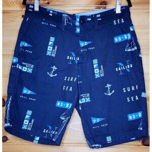 Nautica Slim Fit mens shorts size 32 Sail Team Nautical print Color NAVY, White